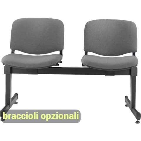 Panca 2 posti attesa Unisit Dado D52P - rivestimento ignifugo grigio scuro D52P/IT