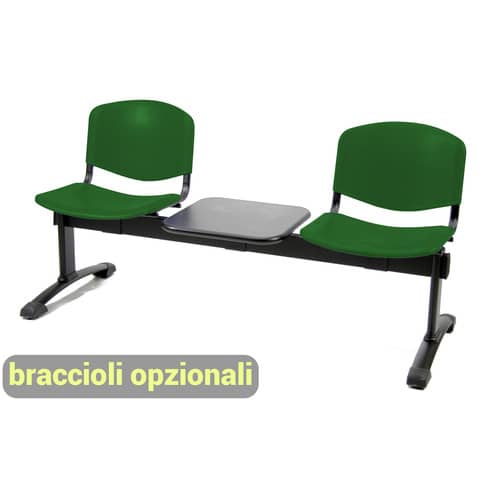 Panca 2 posti attesa Unisit Dado D52PT con tavolino - rivestimento Eco verde - D52PT/EV