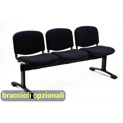 Panca 3 posti attesa Unisit Dado D53P - rivestimento ignifugo nero D53P/IN