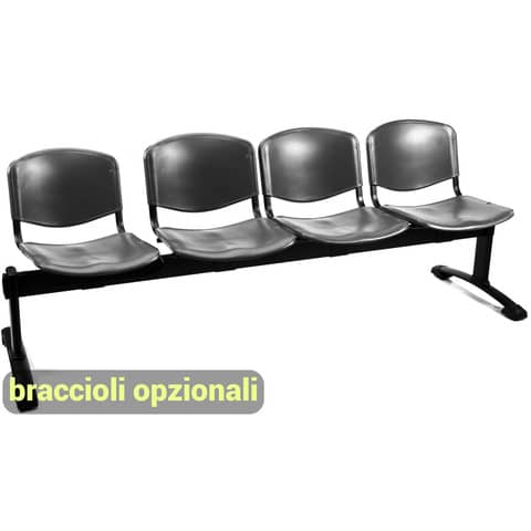 Panca 4 posti attesa Unisit Dado D54P - rivestimento Eco grigio scuro D54P/ET