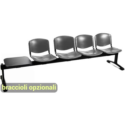 Panca 4 posti attesa Unisit Dado D54PT con tavolino - rivestimento Eco grigio scuro - D54PT/ET