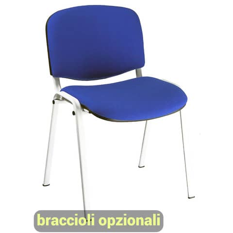 Sedia visitatore 4 gambe Unisit Dado D5B acciaio bianco - rivestimento eco blu - Conf. 2 pezzi - D5B/2/EB