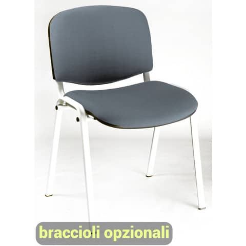 Sedia visitatore 4 gambe Unisit Dado D5B acciaio bianco - rivestimento eco grigio scuro - Conf. 2 pezzi - D5B/2/ET