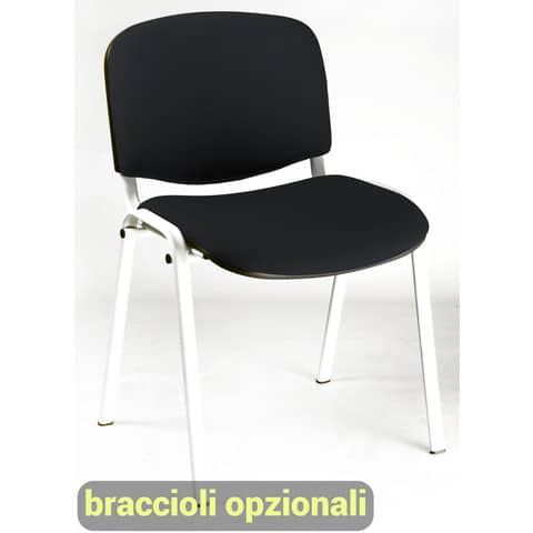 Sedia visitatore 4 gambe Unisit Dado D5B acciaio bianco - rivestimento ignifugo nero - Conf. 2 pezzi - D5B/2/IN