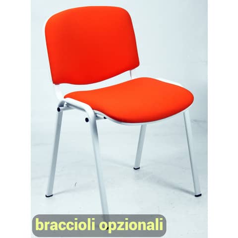 Sedia visitatore 4 gambe Unisit Dado D5B acciaio bianco - rivestimento ignifugo rosso - Conf. 2 pezzi - D5B/2/IR
