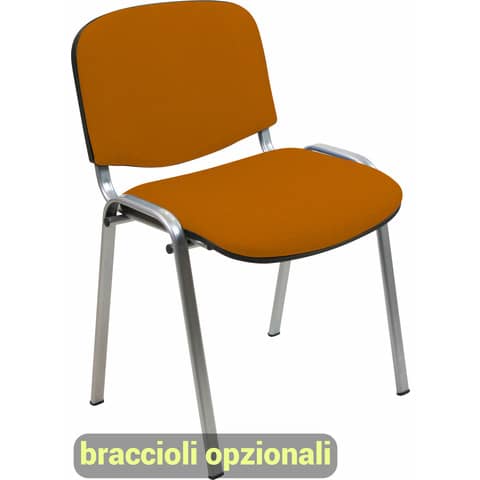 Sedia visitatore 4 gambe Unisit Dado D5G acciaio grigio - rivestimento eco arancione - Conf. 2 pezzi - D5G/2/EA
