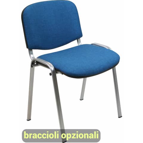 Sedia visitatore 4 gambe Unisit Dado D5G acciaio grigio - rivestimento eco blu - Conf. 2 pezzi - D5G/2/EB