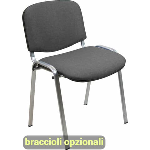 Sedia visitatore 4 gambe Unisit Dado D5G acciaio grigio - rivestimento eco grigio scuro - Conf. 2 pezzi - D5G/2/ET