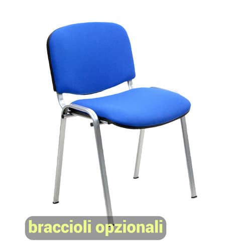 Sedia visitatore 4 gambe Unisit Dado D5G acciaio grigio - rivestimento ignifugo blu - Conf. 2 pezzi - D5G/2/IB