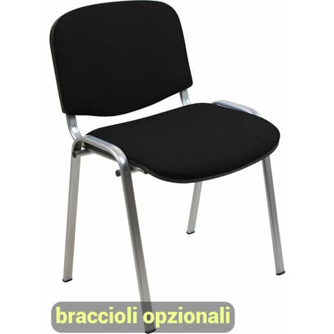 Sedia visitatore 4 gambe Unisit Dado D5G acciaio grigio - rivestimento ignifugo nero - Conf. 2 pezzi - D5G/2/IN