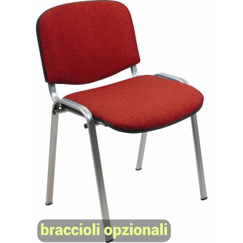 Sedia visitatore 4 gambe Unisit Dado D5G acciaio grigio - rivestimento ignifugo rosso - Conf. 2 pezzi - D5G/2/IR