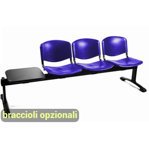 Panca 3 posti attesa Unisit Dado D5P3PT con tavolino - PPL blu D5P3PT/BL