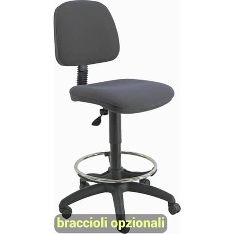 Sgabello tecnico Unisit Esos EOE4S seduta alta - poggiapiedi telescopico - rivestimento Eco grigio scuro EOE4S/ET
