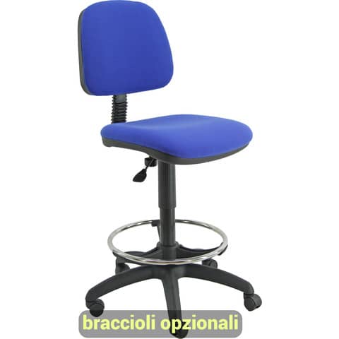 Sgabello tecnico Unisit Esos EOE4S seduta alta - poggiapiedi telescopico - rivestimento ignifugo blu EOE4S/IB