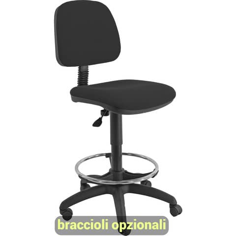 Sgabello tecnico Unisit Esos EOE4S seduta alta - poggiapiedi telescopico - rivestimento ignifugo nero EOE4S/IN