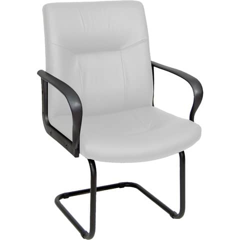 Sedia visitatore direzionale Unisit Eridanus ERV Eco Smart su slitta - rivestimento pelle bianco -ERV/PQ