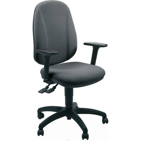 Sedia operativa girevole Unisit Giano GIGI Eco Smart rivestimento PPL grigio scuro - braccioli inclusi - GIGI/BR3D/ET