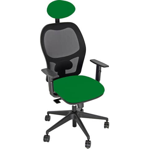 Sedia operativa girevole Unisit Hubble HUHUPG con poggiatesta - rivestimento Eco verde con braccioli HUHUPG/BR/EV