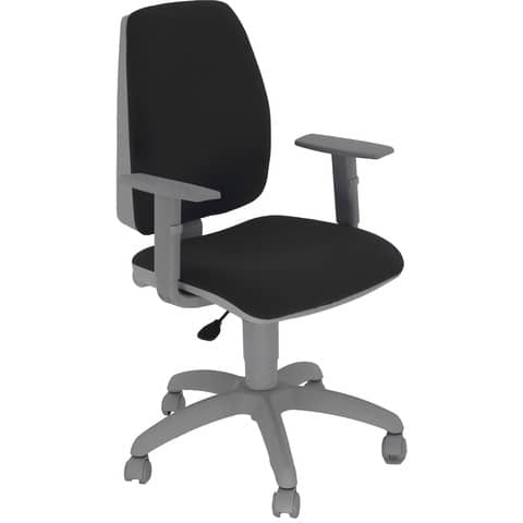 Sedia operativa girevole Unisit Jupiter JUBRG Eco smart - base grigia - rivest. Eco nero - con braccioli - JPQG/BRNG/EN