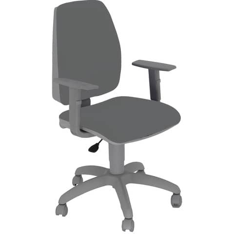 Sedia operativa girevole Unisit Jupiter JUBRG Eco smart - base grigia - riv. Eco grigio scuro con braccioli JPQG/BRNG/ET