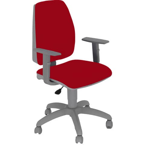 Sedia operativa girevole Unisit Jupiter JUBRG EcoSmart base grigia - riv. rosso ignifugo - con braccioli - JPQG/BRNG/IR