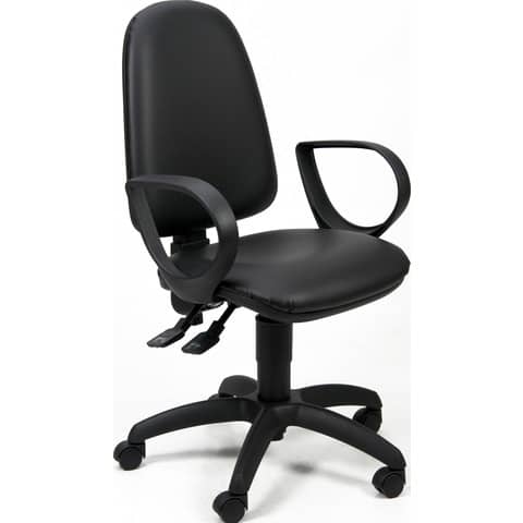 Sedia operativa girevole Unisit Jupiter JUYG Eco smart rivestimento ecopelle nero - con braccioli - JPLY/BR/KN