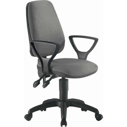 Sedia operativa girevole Unisit Leda LDAY Eco smart - schienale alto rivest. ignifugo grigio con braccioli LDAY/BR/IT