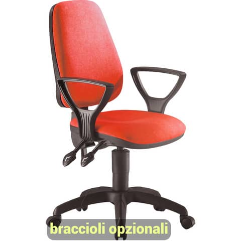 Sedia operativa girevole Unisit Leda LDAY Eco smart - schienale alto - rivestimento ignifugo rosso -LDAY/IR