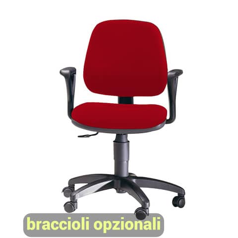 Sedia operativa girevole Unisit Leda LDB Eco smart - schienale basso - rivestimento Eco rosso - LDB/ER