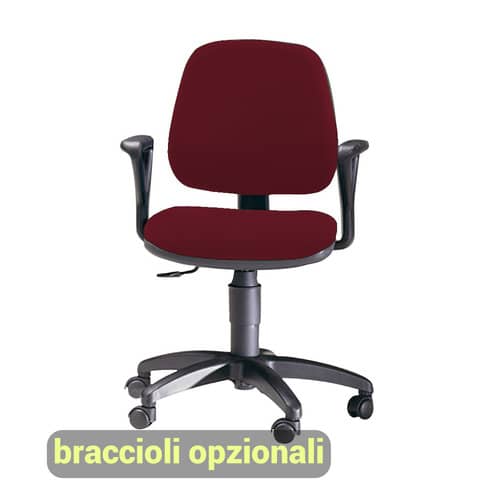 Sedia operativa girevole Unisit Leda LDB Eco smart - schienale basso - rivestimento ignifugo bordeaux- LDB/ID