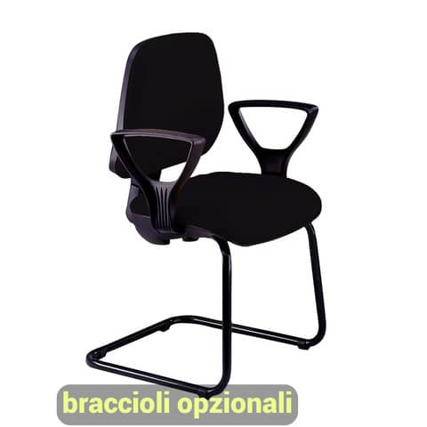 Sedia operativa visitatore Unisit Leda LDS Eco smart su slitta - rivestimento Eco - nero - LDS/EN