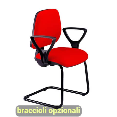 Sedia operativa visitatore Unisit Leda LDS Eco smart su slitta - rivestimento Eco - rosso - LDS/ER
