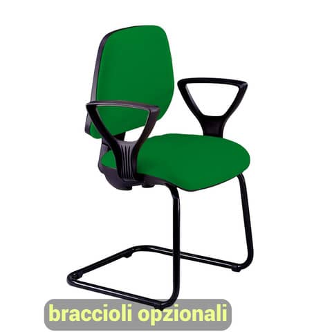 Sedia operativa visitatore Unisit Leda LDS Eco smart su slitta - rivestimento Eco - verde - LDS/EV
