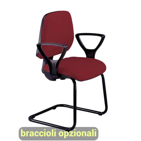 Sedia operativa visitatore Unisit Leda LDS Eco smart su slitta - rivestimento ignifugo - bordeaux - LDS/ID