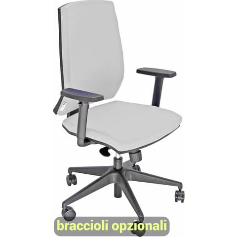 Sedia operativa girevole Unisit Larissa LR1S - rivestimento ecopelle bianco - LR1S/KQ