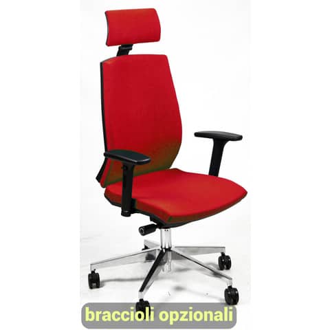 Sedia operativa girevole Unisit Larissa LR1SB con poggiatesta - rivestimento Eco rosso - LR1SB/ER