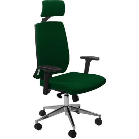 Sedia operativa girevole Unisit Larissa LR1SB con poggiatesta - rivestimento Eco verde - LR1SB/EV