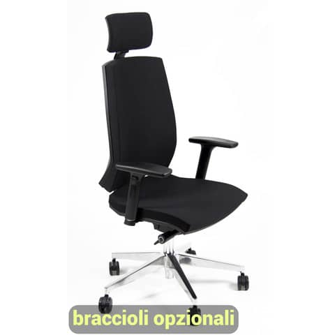 Sedia operativa girevole Unisit Larissa LR1SB con poggiatesta - rivestimento pelle nero - LR1SB/PN