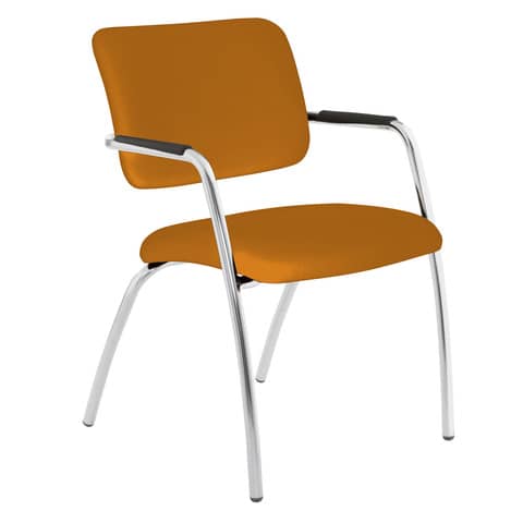 Sedia visitatore a 4 gambe Unisit Lithium LT4G struttura cromata - rivest. Eco arancione - LT4G/EA