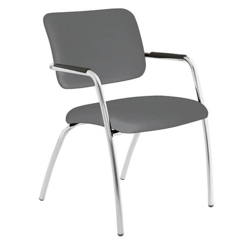 Sedia visitatore a 4 gambe Unisit Lithium LT4G struttura cromata - rivest. Eco grigio scuro - LT4G/ET