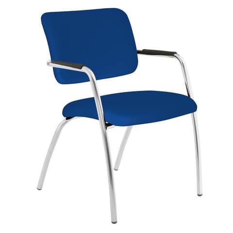 Sedia visitatore a 4 gambe Unisit Lithium LT4G struttura cromata - rivest. fili di luce blu - LT4G/F11