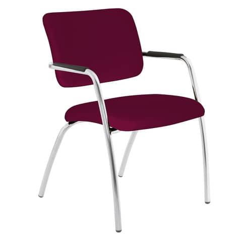 Sedia visitatore a 4 gambe Unisit Lithium LT4G struttura cromata - rivest. ignifugo bordeaux LT4G/ID