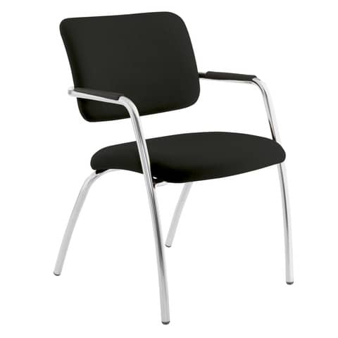 Sedia visitatore a 4 gambe Unisit Lithium LT4G struttura cromata - rivest. ignifugo nero LT4G/IN