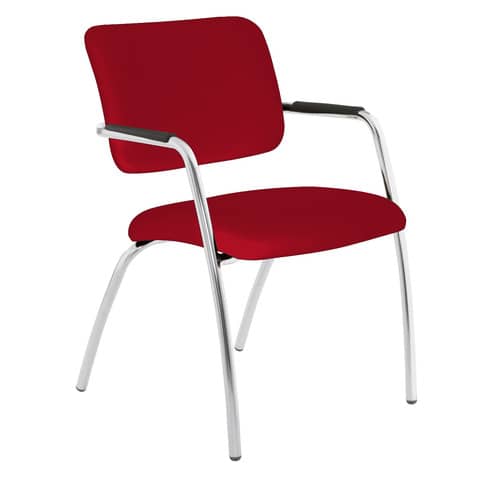 Sedia visitatore a 4 gambe Unisit Lithium LT4G struttura cromata - rivest. ignifugo - rosso - LT4G/IR