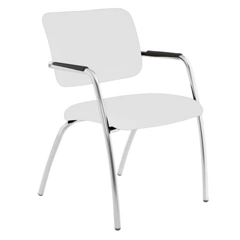 Sedia visitatore a 4 gambe Unisit Lithium LT4G struttura cromata - rivest. ecopelle bianco - LT4G/KQ