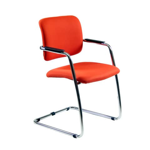 Sedia visitatore con slitta Unisit Lithium LTLT struttura cromata - rivest. Eco rosso - impilabile LTLT/ER