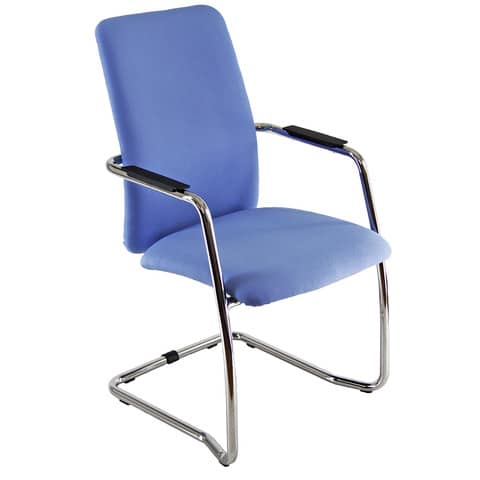 Sedia visitatore con slitta Unisit Lithium LTLTA schienale alto - rivest. Eco blu - LTLTA/EB