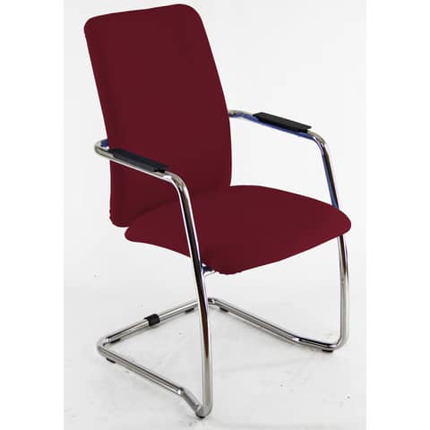Sedia visitatore con slitta Unisit Lithium LTLTA schienale alto - rivest. Eco rosso - LTLTA/ER