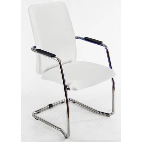 Sedia visitatore con slitta Unisit Lithium LTLTA schienale alto - rivest. ecopelle bianco - LTLTA/KQ