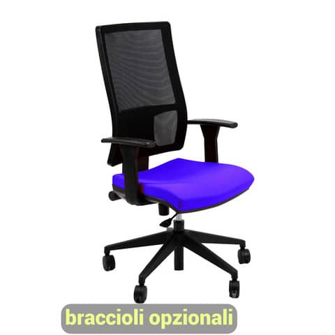 Sedia operativa girevole Unisit Nereide NDA schienale in rete - rivestimento fili di luce blu - NDA/F11